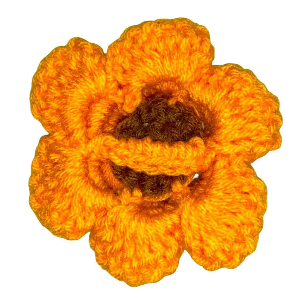 Hand Crafted Crocheted Colorful Sunflower Dog Collar Flower With Attachable Band
